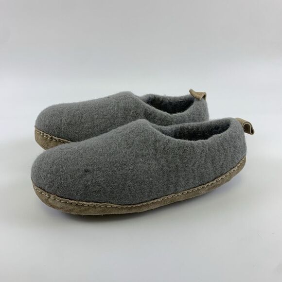 HAUSSIMPLE Natural Wool Cozy Indoor Slip On Slippers Gray Leather Sole Womens 10 - Picture 2 of 13